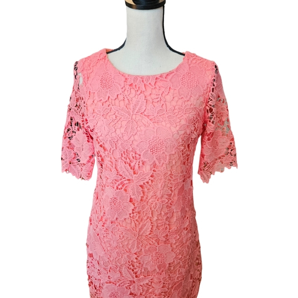 Sandra Darren Coral Laced Dress - Picture 2 of 9